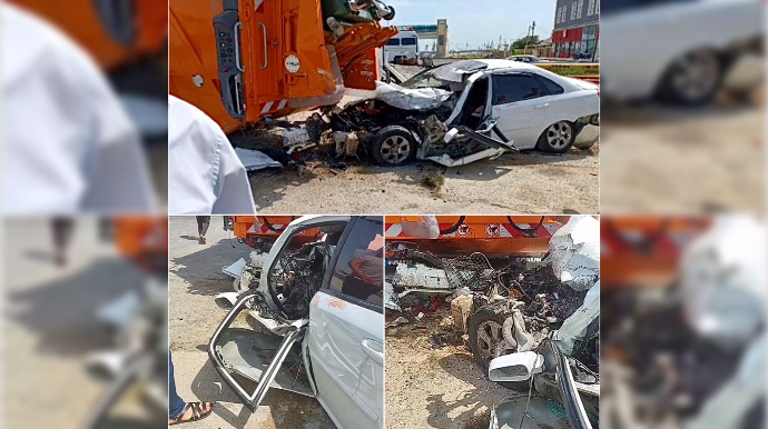 Hövsanda dəhşətli qəza:  “Daewoo” zibil daşıyan maşının altında qaldı   - VİDEO