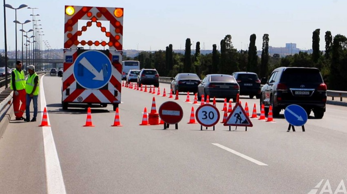 Bakıda bəzi yollarda xətlənmə işləri aparılır  - FOTO - VİDEO