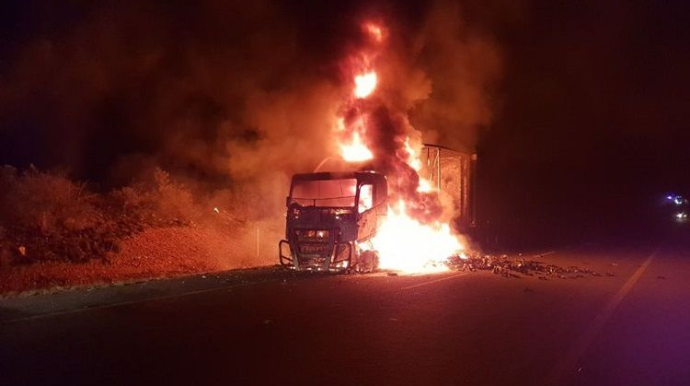 Zaqatalada yük maşınında yanğın olub