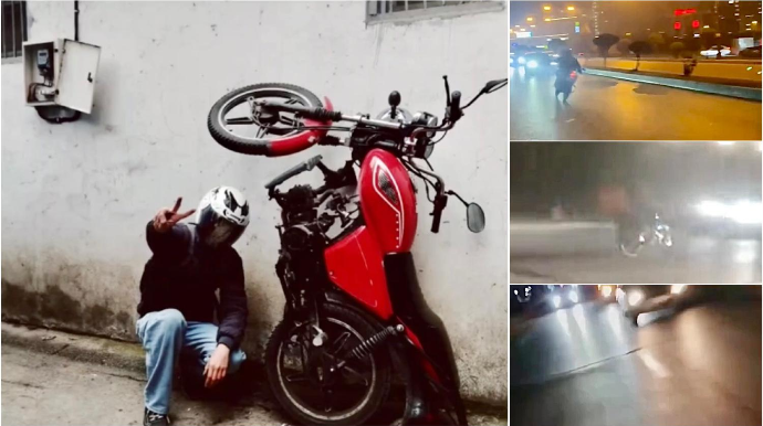 “Əzrayıla rəqib  Çita”  ləqəbli sürücü - Mopedi axına qarşı sürüb ölümə gedir  - VİDEO