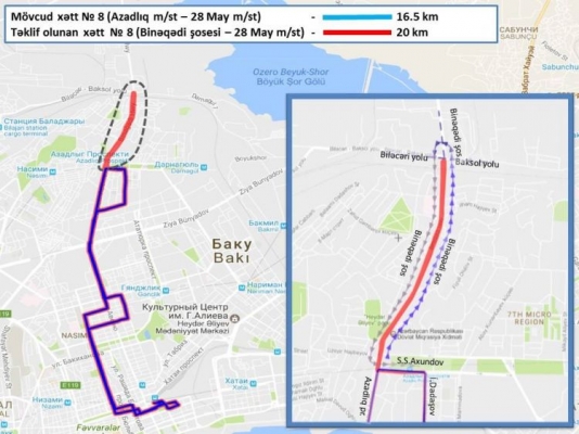 Bakıda 8 nömrəli marşrut xətti üzrə son dayanacaq dəyişdirilib - SXEM