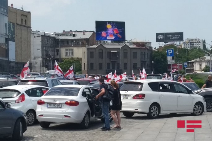Tbilisidə avtomobillərlə etiraz yürüşü keçirilir - FOTO