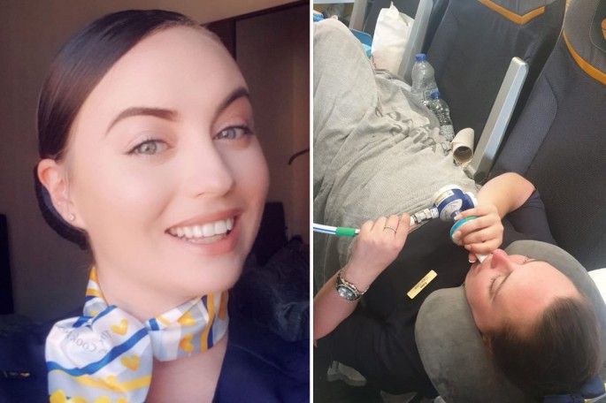 Stüardessa hava axınına düşərək ayağını yeddi yerindən qırıb - FOTO