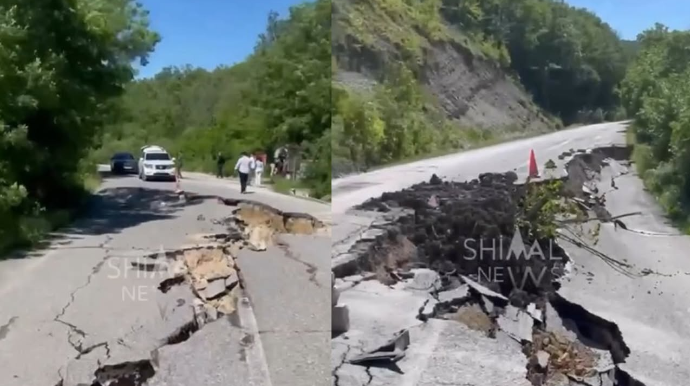 Altıağac yolu bağlandı, təhlükəli vəziyyət yarandı - VİDEO