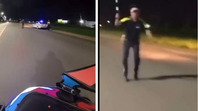 Yol polisi əməkdaşı ilə motosikletçi arasında İNSİDENT - VİDEO 