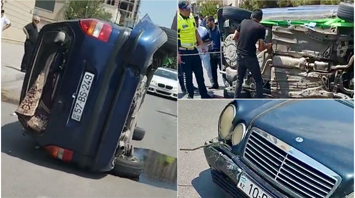 В Хатаинском районе таксист на своем Opel врезался и перевернул припаркованный автомобиль - ВИДЕО 