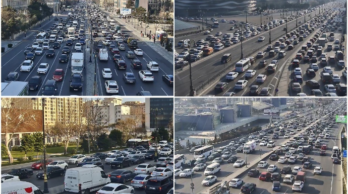 Bakıda sıxlıq olan yollar açıqlanıb - SİYAHI - FOTOLAR 