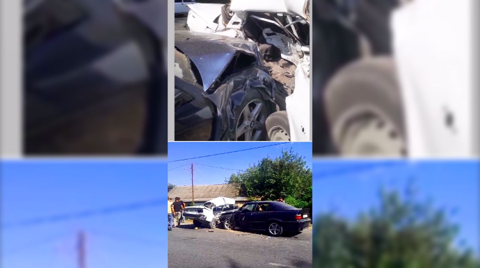 Göyçayda ağır qəza:  “BMW” qarşısına çıxan “07”ni darmadağın etdi   - VİDEO