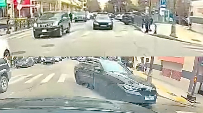 Səbrsiz sürücü kobud qayda pozaraq yolayrıcında təhlükə yaratdı   - VİDEO