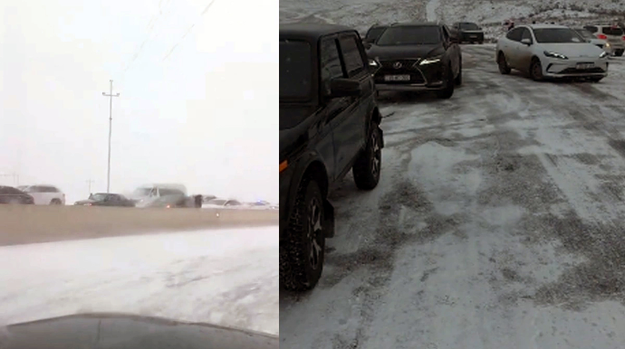 В Азербайджане снег и гололёд стали причиной аварий - ВИДЕО