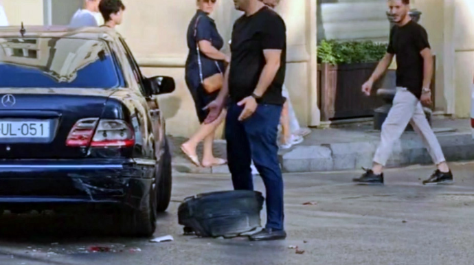 Bakıda iki avtomobil toqquşub - VİDEO 