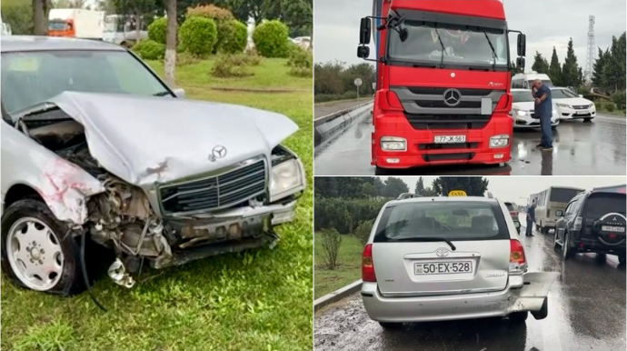 Sumqayıtda zəncirvari qəza: “Mercedes” əvvəl maşınlara, sonra ağaca çırpıldı   - VİDEO