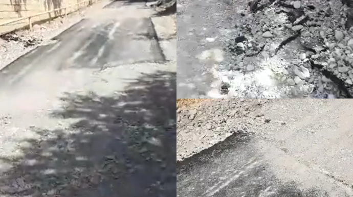 "Ağsuda çəkilən yol iki gün sonra yararsız hala düşdü" - VİDEO