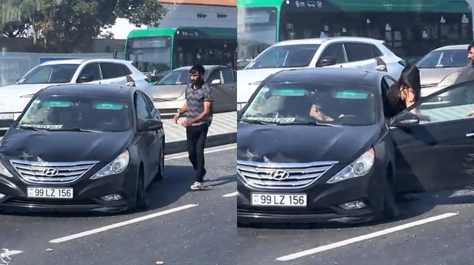Bakıda qadın sürücü qəza törətdi: “Hyundai” əks yola çıxdı   - VİDEO