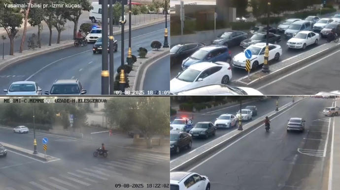 Motosikletlə avtoxuliqanlıq edərək polisdən qaçan sürücü 20 GÜN HƏBS EDİLDİ  - VİDEO 