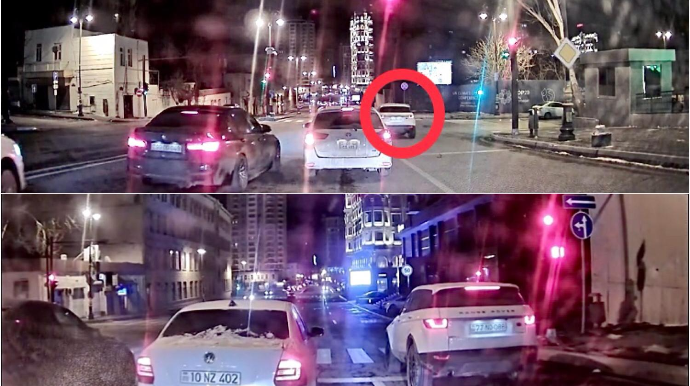 Bu sürücü nə etdiyini bilmir  - Gah qırmızı işıqda keçir, gah da dayanır  - VİDEO