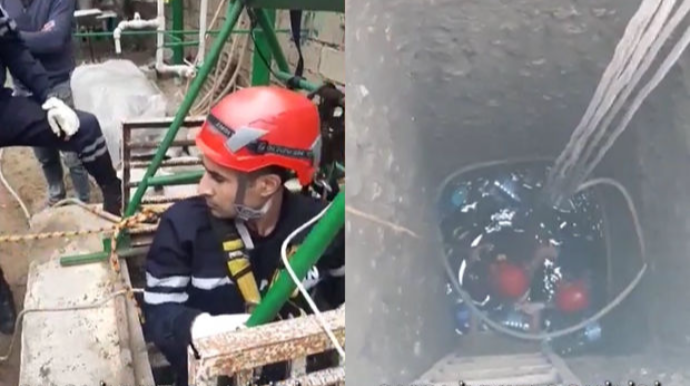 Bakıda qadın 25 metrlik quyuya düşdü - VİDEO