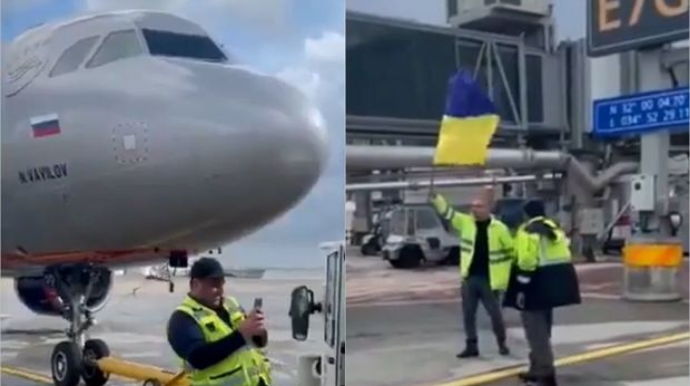 İsraildə Rusiya təyyarələrinə Ukrayna bayrağı ilə yol göstərildi – VİDEO 