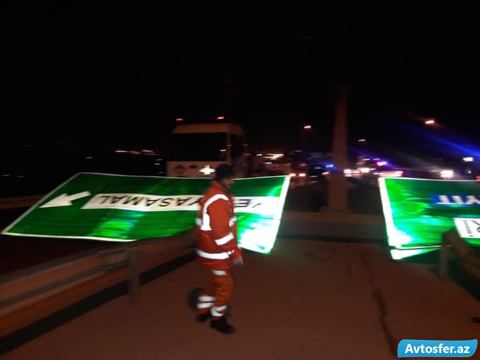 Külək Bakıda yola ziyan vurdu - Tıxac yarandı - FOTOLAR