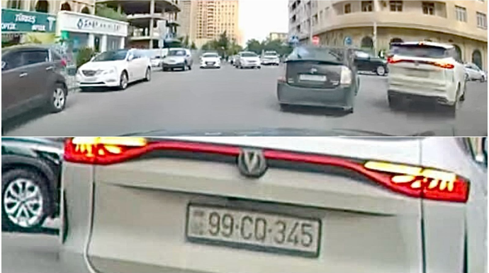 Binəqədidə maşını kəsişmədə saxlayan sürücü hərəkəti iflic etdi    - VİDEO