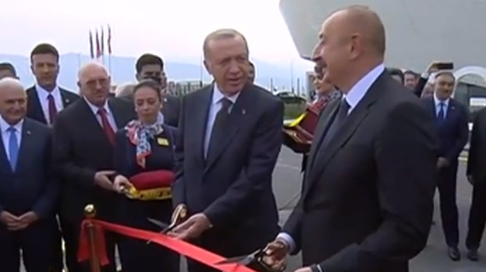 İlham Əliyev və Rəcəb Tayyib Ərdoğan Zəngilan Beynəlxalq Hava Limanının açılışını edib   - FOTO