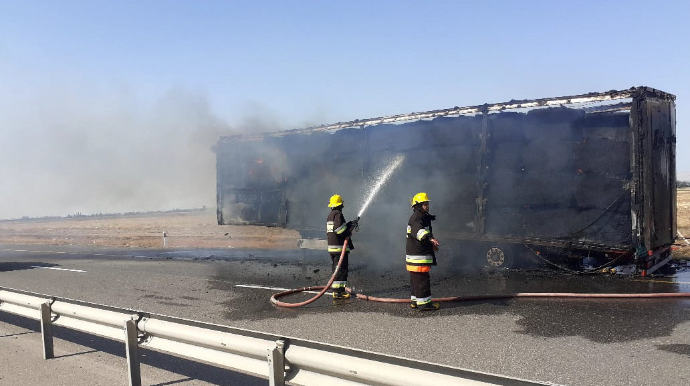Goranboyda yük maşını yanıb - FOTO