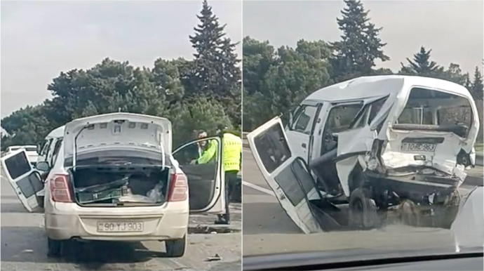 Hava limanı yolunda “Chevrolet” və “Daewoo” toqquşdu   - VİDEO