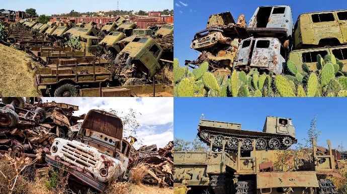 Rus və ukraynalıların Afrika səhrasındakı döyüşlərindən geriyə qalan avtomobillər - FOTOLAR