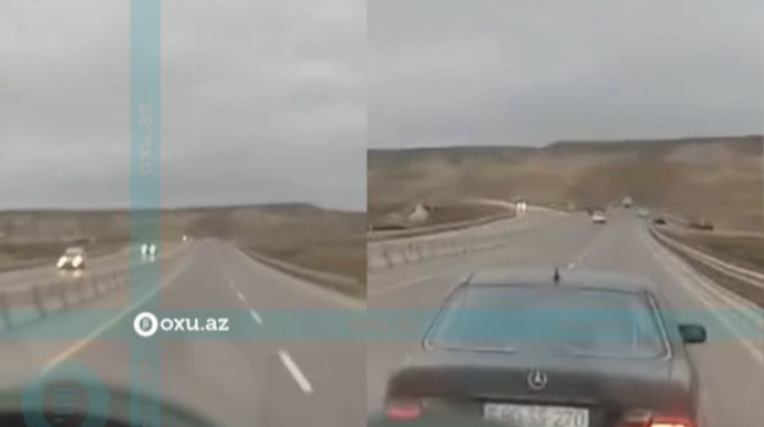 Водитель Mercedes создал опасную ситуацию на дороге - ВИДЕО 