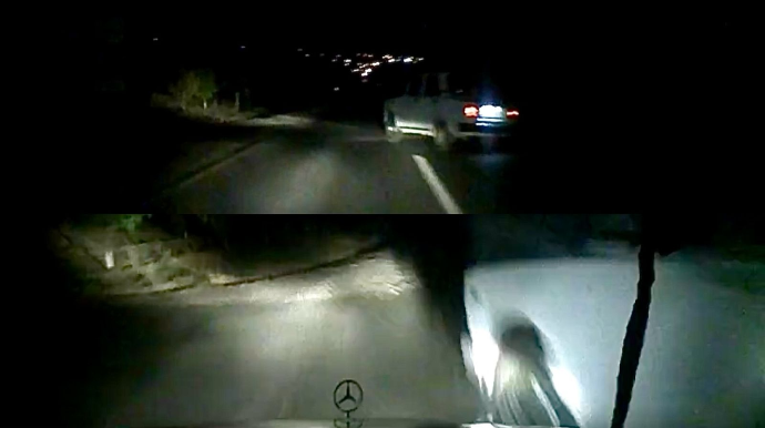 İşıqsız yolda baş vermiş qəza kameraya düşdü – Sürücülər qaranlıqda nələrə diqqət etməlidir?   - VİDEO