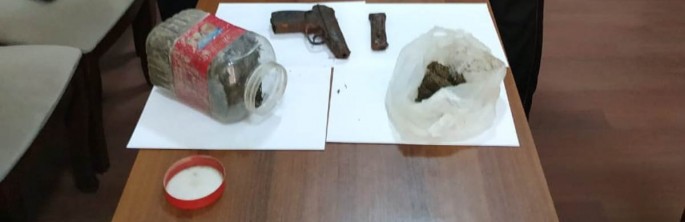 Məhbusun həyətindən tapança və narkotik maddə tapılıb - FOTO