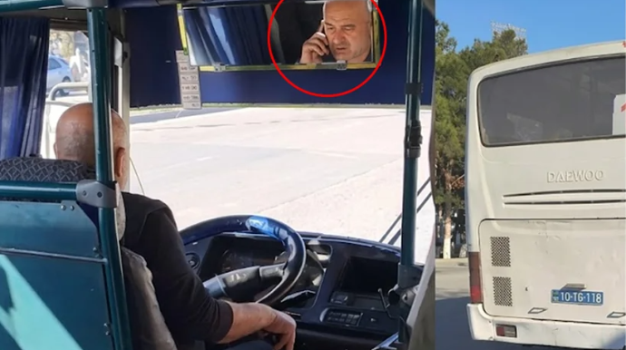 Sükan arxasında telefonla danışan avtobus sürücüsü CƏZALANDIRILDI - FOTO - VİDEO 