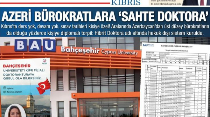 Şimali Kipr mediasından ŞOK İDDİA:  “Azərbaycanlı məmurlara saxta doktorantura diplomları verilir”