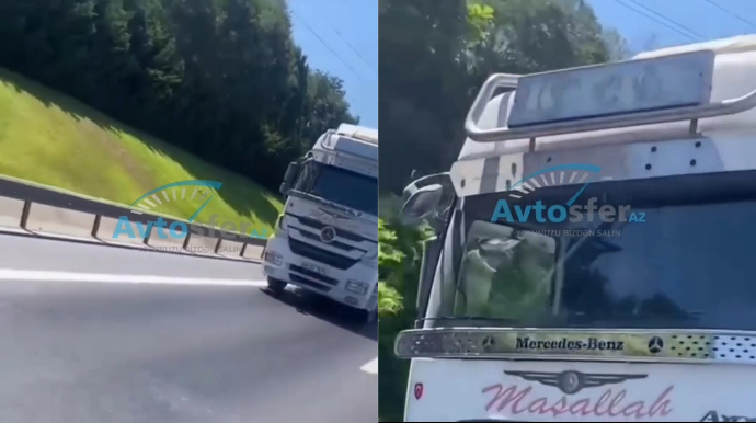 Atasının yük maşınını sürən yeniyetmə görün, necə saxlanıldı – VİDEO 