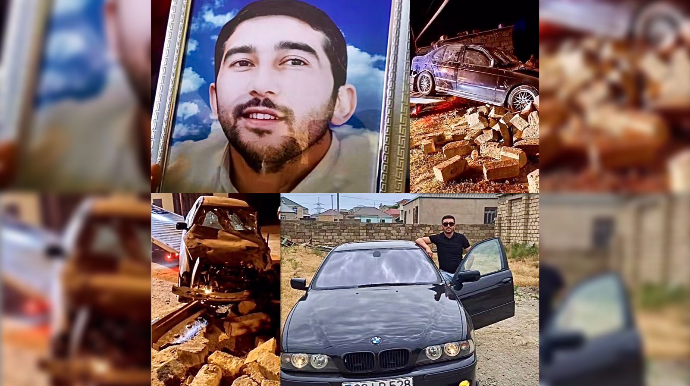 "BMW" hasara çırpıldı, sürücü sükan arxasında keçindi   - VİDEO