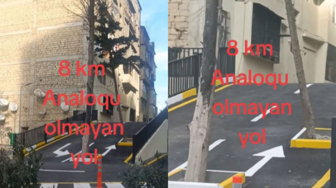Bakıda tən ortasında ağaclar olan yeni yol çəkilib - VİDEO 
