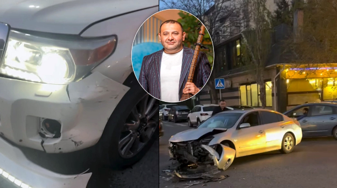 Aşıq Namiq lüks avtomobili ilə qəza törətdi - VİDEO 