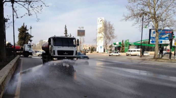 Gəncədə dezinfeksiya işləri davam etdirilir  - VİDEO