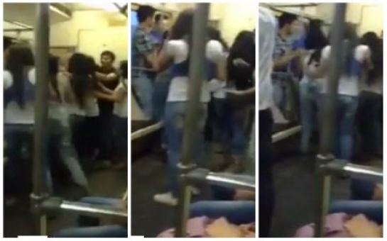 Bakı metrosunda qızların davası – Saçyoldu - VİDEO