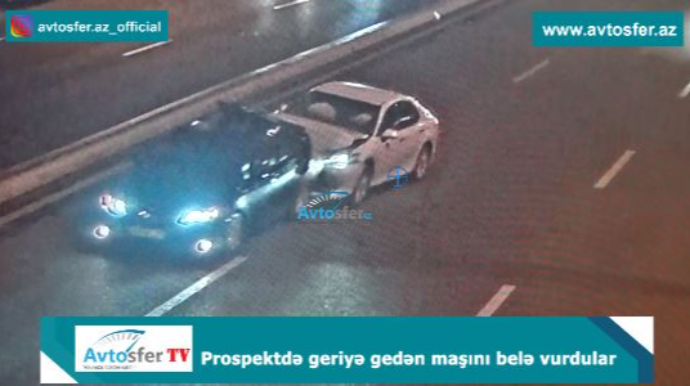 Bakıda prospektdə qəribə qəza: biri "zadnı" getdi, o biri isə... - ŞOK VİDEO 