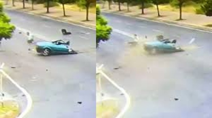 Qovşaqda iki maşın toqquşdu: bir ikiyə bölündü - FOTO + VİDEO