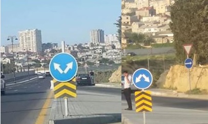 BNA Bakının mərkəzindəki qeyri-adi yol nişanını düzəldib - YENİLƏNİB - FOTO