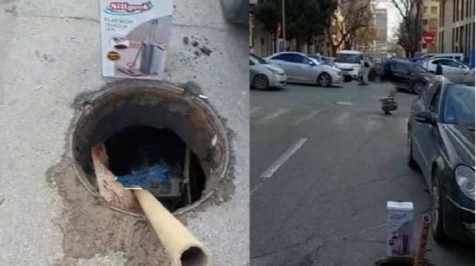 Bakının mərkəzi yolunda problem, 4 avtomobilə ziyan dəydi - VİDEO 