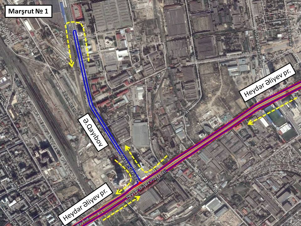 Bakıda 1 nömrəli marşrutun hərəkət trayektoriyası dəyişdirildi - FOTO