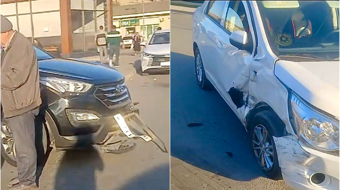 Lökbatanda qəza: “Hyundai” və “Chevrolet” toqquşdu   - VİDEO