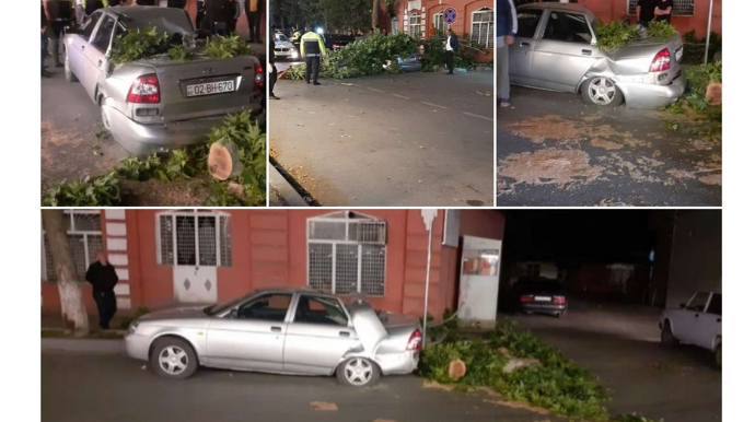 Ağdaşda güclü külək bir sıra fəsadlar törədib  - FOTO