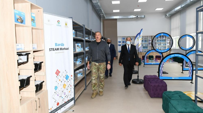 Prezident İlham Əliyev Bərdə Peşə Liseyinin açılışında iştirak edib