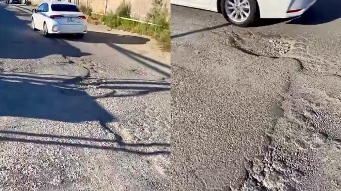 Çuxurlarla dolu yollar Lökbatan sakinlərini cana yığıb   - VİDEO