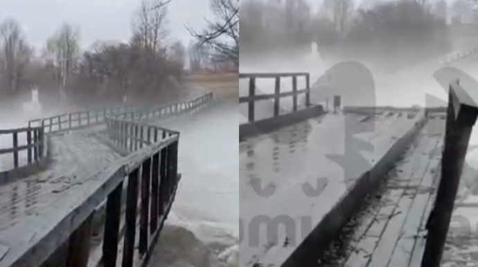 Rusiyada çayla axan iri buz parçaları körpünü uçurdu  - FOTO - VİDEO