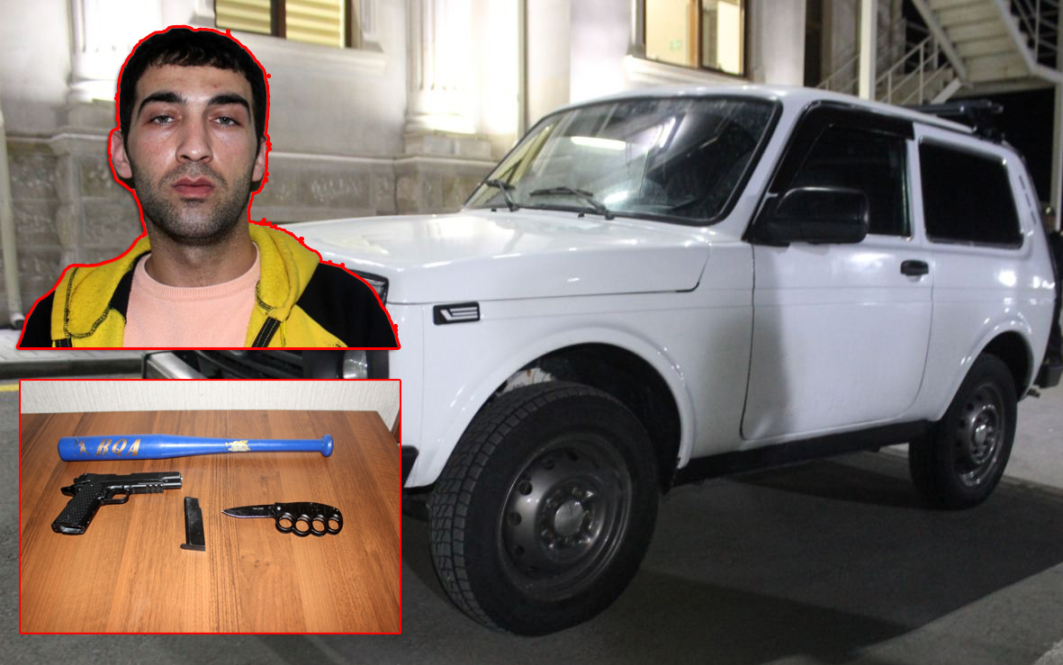 Qubada "Niva"dan beşbarmaq və tapança götürülüb - FOTO